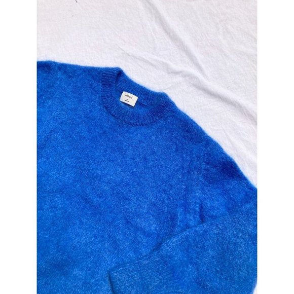 Aritzia WILFRED Serment Bright Cobalt Blue Fuzzy Mohair Oversized Sweater Size M - Picture 6 of 13